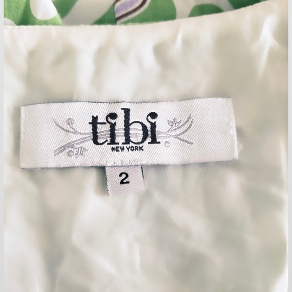 Tibi Green Print Silk Short Sleeve V-Neck Wrap Dress - Picture 4 of 8